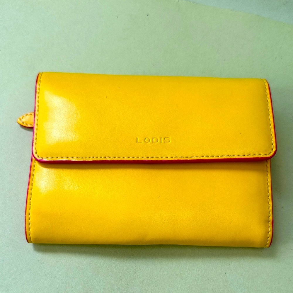 Lodis Vibrant Yellow /Pink Trifold Leather Wallet